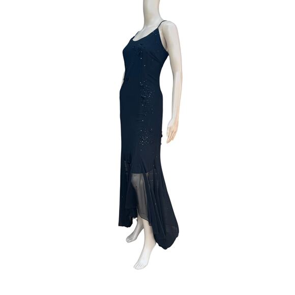 Cache Black Embellished Maxi Dress, Size S, Spaghetti Strap Formal Gown - Picture 5 of 9